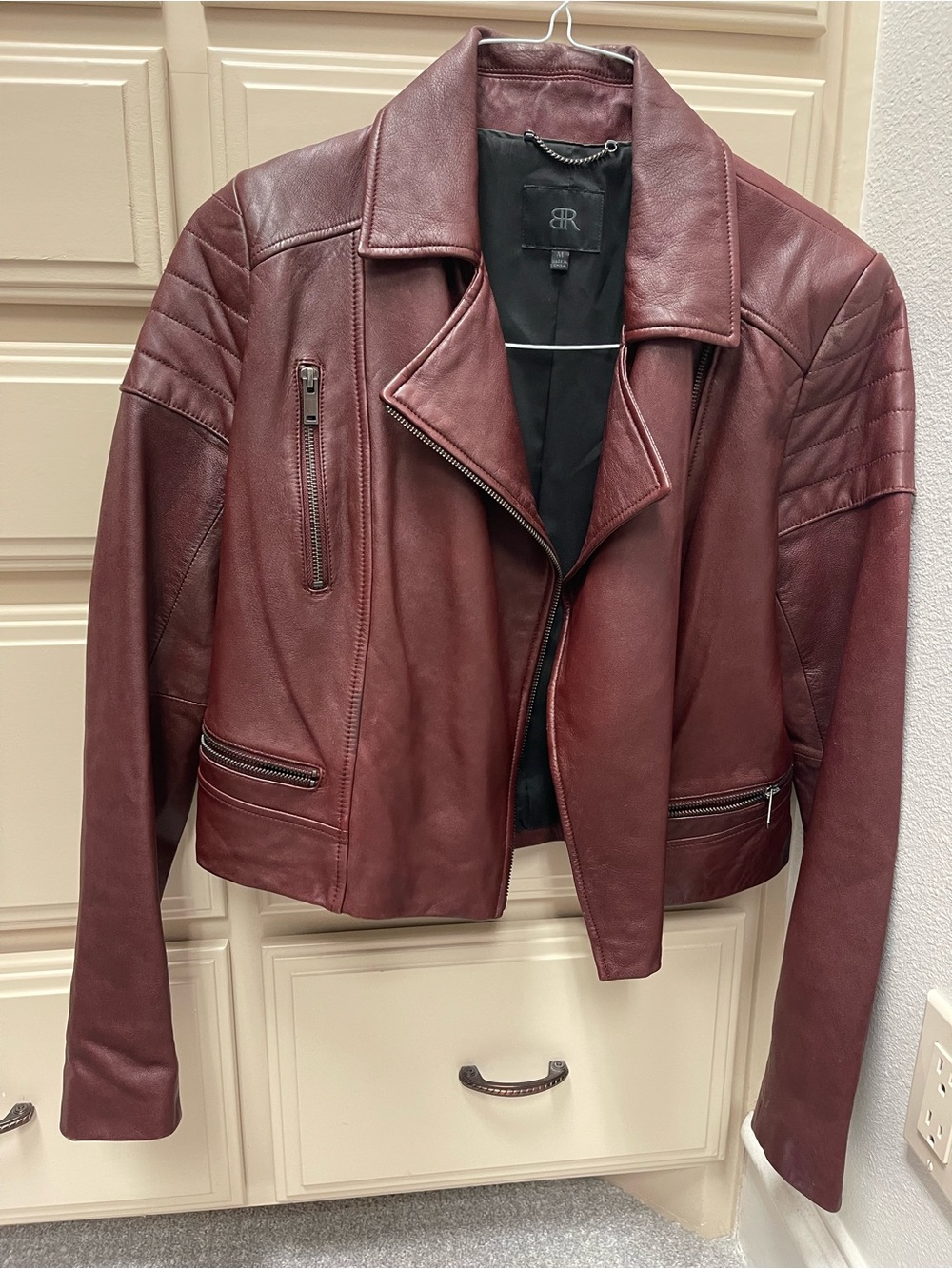 Banana Republic Deep Wine Leather Moto Jacket - Women's